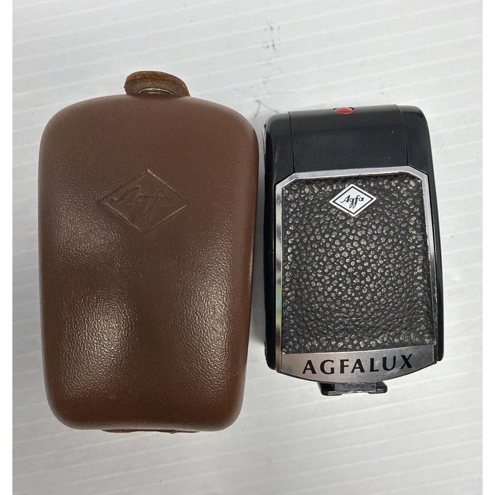 Agfa Agfalux Folding Flash Unit Black with Leather Case Vintage Made In Germany!